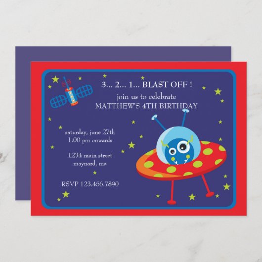 Blast of Birthday Invitation Kaart (Voorkant / Achterkant)