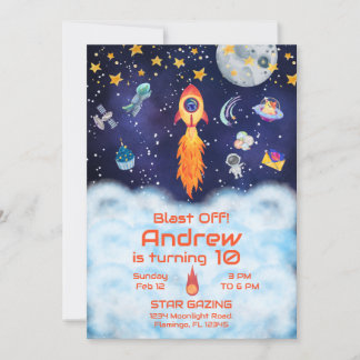 Blast of Invitation, Space Birthday Invitation Kaart