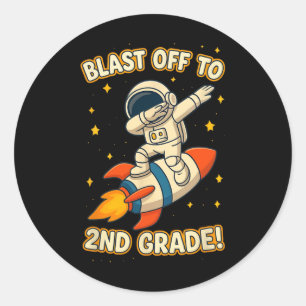 Blast Off 2e klas astronaut dab cool terug naar sc Ronde Sticker