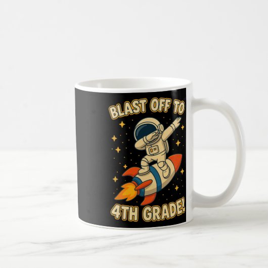 Blast Off 4e klas raket dab ruimte koele school V Koffiemok (Rechts)