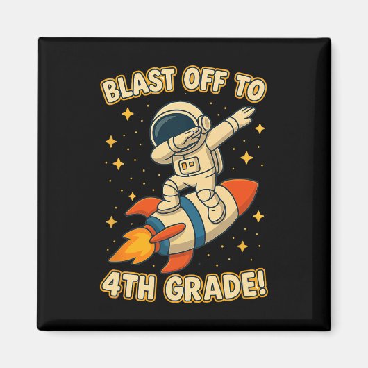 Blast Off 4e klas raket dab ruimte koele school V Magneet (Voorkant)