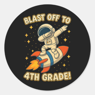 Blast Off 4e leerjaar raket dab ruimte koele schoo Ronde Sticker