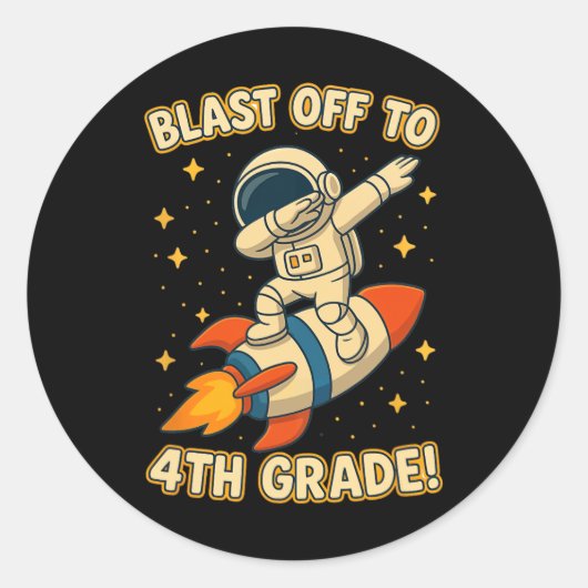 Blast Off 4e leerjaar raket dab ruimte koele schoo Ronde Sticker (Voorkant)