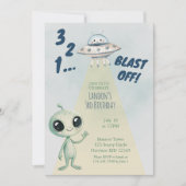 Blast Off Alien Boys Third Birthday Kaart (Voorkant)
