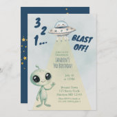 Blast Off Alien Boys Third Birthday Kaart (Voorkant / Achterkant)