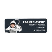 Blast Off Astronaut Photo Boy Birthday Etiket (Voorkant)