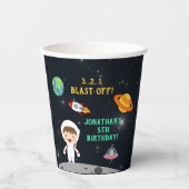 "Blast Off Astronaut - Space Birthday Party" Papieren Bekers (Voorkant)