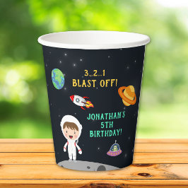 "Blast Off Astronaut - Space Birthday Party" Papieren Bekers