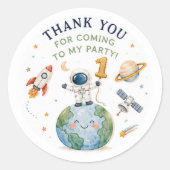 Blast Off Bedankt Verjaardag Ronde Sticker (Voorkant)