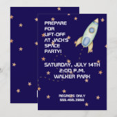 Blast Off Birthday Invitation Kaart (Voorkant / Achterkant)