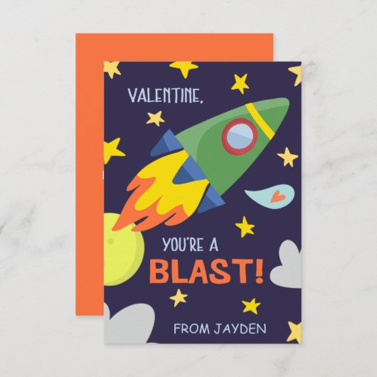 Blast Off Classroom Valentijnsdag Card Kaart (Voorkant / Achterkant)