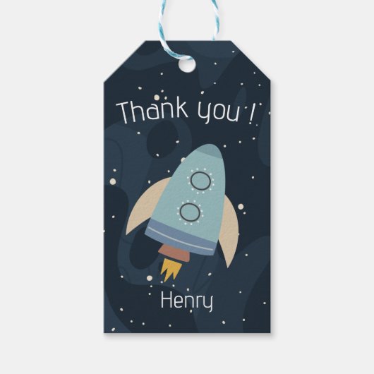 Blast Off Eerste reis rond de zon Eerste verjaarda Cadeaulabel (Voorkant)