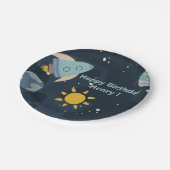 Blast Off Eerste reis rond de zon Eerste verjaarda Papieren Bordje (Gekanteld)