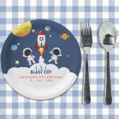 "Blast Off Funny Birthday Boy with Astronaut theme Papieren Bordje
