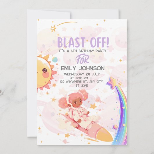 BLAST OFF Galactisch Feest Kaart (Voorkant)