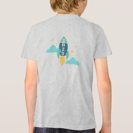 Blast off-graad pre-k klasse 2022 Rocket Ship Tri-Blend Shirt (Achterkant)
