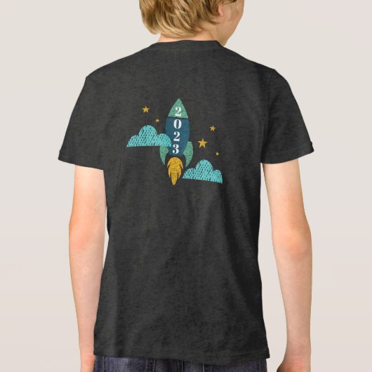 Blast Off Graduated Kindergarten 2022 Rocket Ship Tri-Blend Shirt (Achterkant)