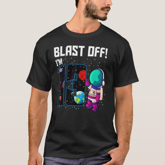 Blast off Ik ben 13 Verjaardag Astronaut 13e Space T-shirt (Voorkant)