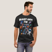Blast Off I'm 7 Space Birthday Party Celebration 7 T-shirt (Voorkant volledig)