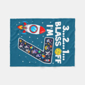 Blast Off I'm 7 Years Old 7th Birthday Spaceship A Fleece Deken (Voorkant (Horizontaal))