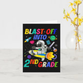 Blast off in de 2e klas ruimte terug naar school s kaart (Gele Bloem)