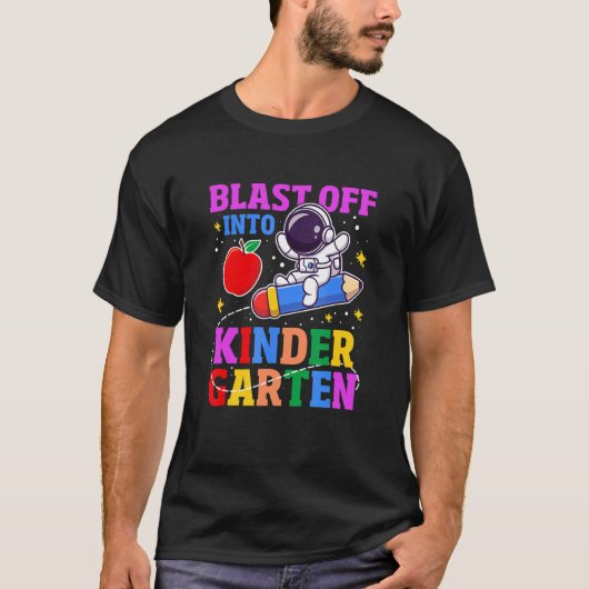 Blast off in Kinder Garten Astronaut T-shirt (Voorkant)