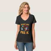 Blast Off In Pre-K Astronaut Ruimteliefhebber Stud T-shirt (Voorkant volledig)
