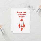Blast Off naar Beter Dagen! – Grappige Raket Aanmo Kaart (Voorkant / Achterkant in situ)