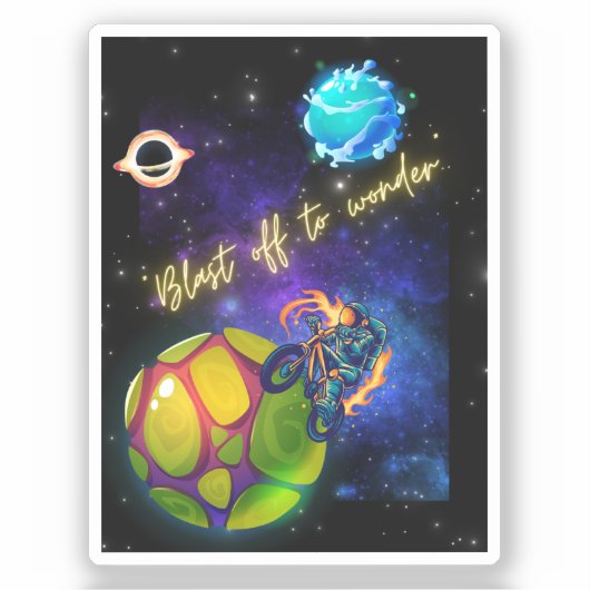Blast off naar Wonder Sticker (Voorkant)