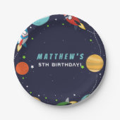 Blast Off! Outer Space Birthday Party Papieren Bordje (Voorkant)
