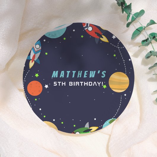 Blast Off! Outer Space Birthday Party Papieren Bordje