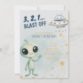 Blast Off Outer Space Boys Third Birthday Kaart (Voorkant)