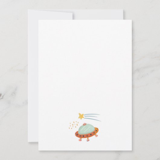 Blast Off Outer Space Kids Verjaardagsfeest uitnod Kaart (Achterkant)