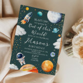 Blast Off Rocket Astronaut Outer Space Birthday Kaart