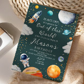 Blast Off Rocket Astronaut Outer Space Birthday Kaart