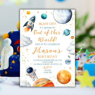 Blast Off Rocket Astronaut Verjaardag Ruimtevaart Kaart