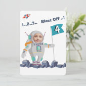 Blast off Rocket Birthday Kaart (Staand voorkant)