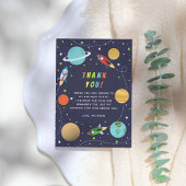 Blast Off! Rocket Ship Birthday Party Bedankkaart