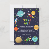 Blast Off! Rocket Ship Birthday Party Bedankkaart (Voorkant)