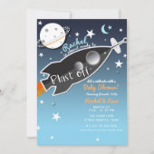 Blast Off Rocket Ship Space Baby shower Kaart (Voorkant)