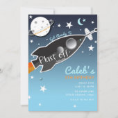 Blast Off Rocket Ship Space verjaardagsfeestje Kaart (Voorkant)
