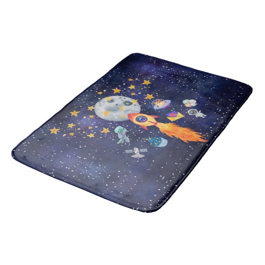 Blast-Off Rocketship Kinder badkamermat Badmat (Gekanteld)