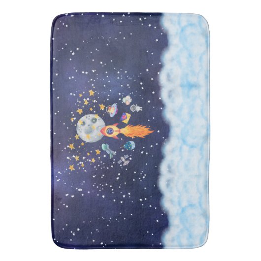 Blast-Off Rocketship Kinder Badmat Badkamerinricht (Voorkant Verticaal)