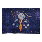 Blast-Off Rocketship Kinder Bedding Kussensloop Se (Voorkant-Links)