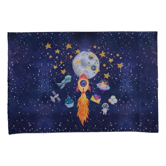 Blast-Off Rocketship Kinder Bedding Kussensloop Se (Voorkant-Rechts)