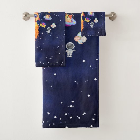 Blast-Off Rocketship Kinder handdoekset Bad Handdoek (Insitu)