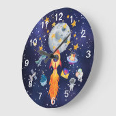 Blast-Off Rocketship Muur Klok voor Jongens (Hoek)