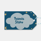 Blast off ruimte avontuur kinderen verjaardag cadeaulabel (Voorkant (Horizontaal))