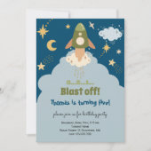 Blast off ruimte avontuur kinderen verjaardag kaart (Voorkant)