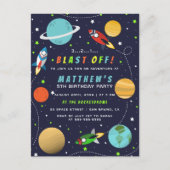 Blast Off! Ruimteschip Verjaardagsfeestje Uitnodiging Briefkaart (Voorkant)